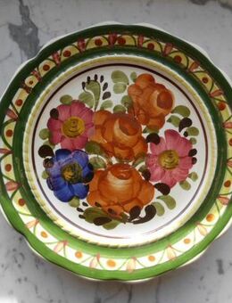 Wechsler Tirolkeramik Teller handgemalt Österreich Keramik Wandteller 17,5 cm Blumen 4,- - Flensburg