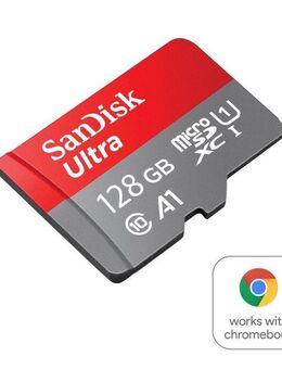 Sandisk microSDXC Ultra, + SD-Adapter für Chromebooks Speicherkarte (128 GB, Class 10, 140 MB/s Lesegeschwindigkeit)