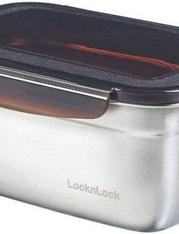 LOCK & LOCK Vorratsdose Vorratsdose Edelstahl,schwarzer Deckel, Edelstahl, (1-tlg), Edelstahl 3,6 l mit schwarzem Deckel