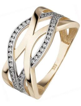 JOBO Fingerring, 333 Gold bicolor mit 46 Zirkonia