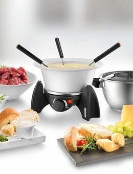 Unold Elektro-Fondue 48615, 0,8 l, Edelstahl-Fonduetopf plus feuerfestem Keramiktopf