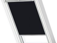 Verdunklungsrollo DKL 3009S, VELUX, verdunkelnd, ohne Bohren, in Führungsschienen, VELUX »Pick & Click!«, Stoff schwarz mit weißen Führungsschienen & Griffleiste