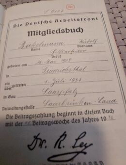 Die deutsche arbeitsfront Mitglieds buch - Schiffweiler