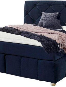 Jockenhöfer Gruppe Boxspringbett Bella erhältlich in 140 & 180cm Breite, mit Kaltschaum-Topper und Rauchglas-Steinen