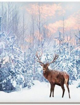 Artland Wandbild Hirsch im Winterwald, Hirschbilder (1 St), als Leinwandbild, Poster in verschied. Größen