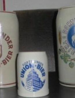 Dortmunder Union Bier Bauereigebäude Bierkrug Blau DUB 1950 1960 Steingut - Bottrop
