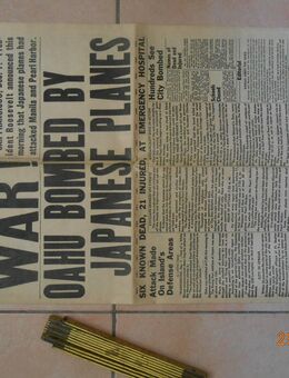 Pearl Harbor  7.Dezember 1941 ORIGINAL Zeitung Honolulu - München Maxvorstadt