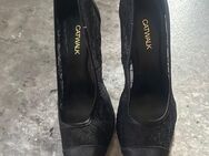 Schwarze High Heels mit Spitze, Gr. 39 - Kamen