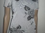 NEU * DESIGNER * Romantik * Rosen * Blüten * Blumen * Flower * Mesh- Chiffon * Volant * Blusen * T- Shirt * Gr. 34- 36, 38/ XS- S * weiß * grau * schwarz * - Riedlingen