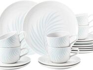 Seltmann Weiden Kaffeeservice Geschirr-Set, 18 Teile, Liberty Mediterranean (18-tlg), 6 Personen, Porzellan, mit Blättermotiv, Made in Germany