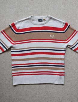 Rainbow Bonprix Pullover Streifen weiß rot dunkelblau braun L 52/54 - Niddatal