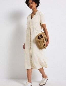 STREET ONE Midikleid aus Leinen und kurzarm