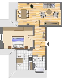 2-Zimmerwohnung im Dachgeschoss mit sehr großen Wohnzimmer, neuen Bad und Boden - Herne
