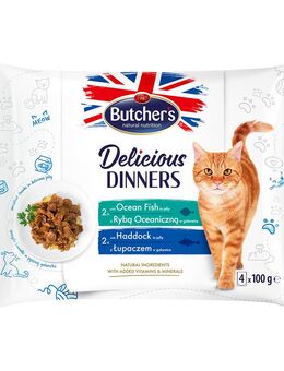 Butcher's Delicious Dinners Katze 32 x 100 g - Mix: Meeresfisch, Schellfisch