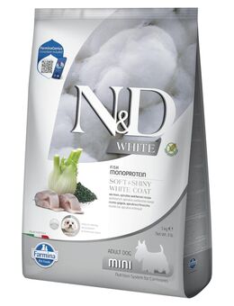 Farmina N&D Dog Adult Mini White mit Wolfsbarsch, Fenchel & Spirulina - 5 kg