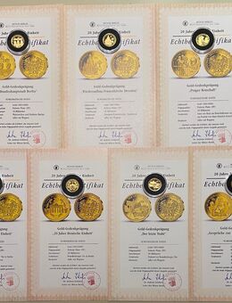 Zum Goldpreis: 7 Medaillen 20 Jahre Deutsche Einheit 8,4 Gramm Feingold - Mannheim