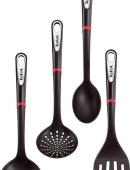 Tefal Kochbesteck-Set Ingenio (Set, 4-tlg), Passierlöffel/Kochlöffel/Pfannenwender/Schöpfkelle, spülmaschinenfest