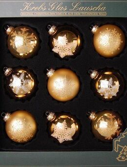 Krebs Glas Lauscha Weihnachtsbaumkugel Weihnachtsdeko, Christbaumschmuck, Christbaumkugeln Glas (9 St), mundgeblasen, mit Dekor