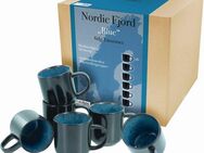 CreaTable Becher Nordic Fjord, Steinzeug, Kaffeebecher, Tassen Set, 6-teilig, 285 ml