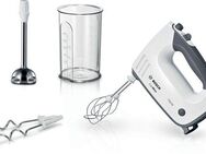 BOSCH Handmixer ErgoMixx MFQ37470, Edelst. Rührbesen/Knethaken, 5 Stufen, weiß, 750 W, Turbostufe, Mixfuß, leichtes Gehäuse, Made in Europe