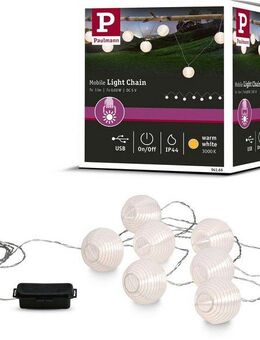 Paulmann Lichterkette Outdoor Mobile Lampionkette IP44 3000K 7x1lm 5V ladbar mit USB, Outdoor Mobile Lampionkette IP44 3000K 7x1lm 5V ladbar mit USB