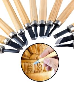 12 Stk. Holzschaber mit Holzgriff Holzbeitel Holz Meißel Stechbeitel Feinschnitt Holzschnitzereien 16,90 €* - Villingen-Schwenningen
