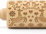folkroll Teigroller 3D-Motiv-Teigrolle Buchenholz, Rentier