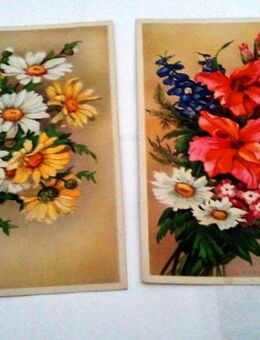 Alte Postkarten von der 50 o.60 Jahre /7 Postkarten mit Blumenbilder - Zerbst (Anhalt) Zentrum