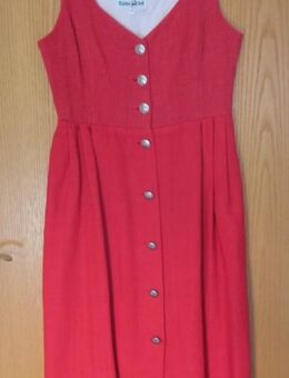 Gr. 44: Trachten-Kleid, rot, braune Lederschnallen, "Trachten Redl" + Trachten-Kette - München