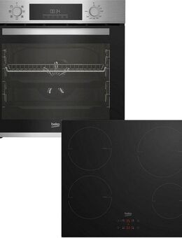 BEKO Backofen-Set BBSM12340X, mit Teleskopauszug nachrüstbar, Simple Steam Reinigungsfunktion, Induktions-Kochfeld