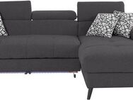 COTTA Ecksofa Mia L-Form mit 3 Zierkissen, wahlweise mit Bettfunktion, Bettkasten, Beleuchtung & Wireless-Charger