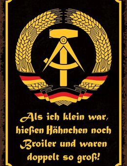 Lustiges Blechschild Hähnchen hießen Broiler DDR Ostalogie 20x30 cm - München