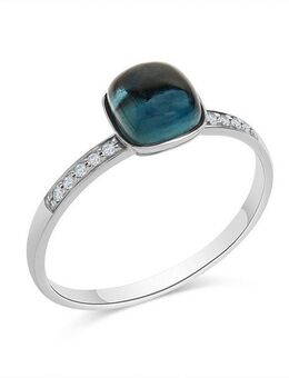 Diamonds by Ellen K. Fingerring 585 Gold Blautopas Diamant 0,054ct.
