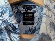 NEU * Stylisch * Business * Anlass * Freizeit * Blumen * Blüten * Flower- Power * Langarm * Hemd "OLYMP" LEVEL 5 FIVE * body fit * Gr. 39- 40/ S- M * weiß * tinten- blau * - Riedlingen