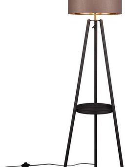 Reality Leuchten Stehlampe COLETTE, Stehleuchte Dreibein mit Ablagefläche exkl 1xE27 max 60W, Ein-/Ausschalter, Leuchtmittel wechselbar, warmweiß - kaltweiß, Stehleuchte Ø 57cm mit Fußschalter moderne Farbkombination innen gold