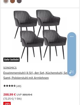 wunderschöne Stühle grau samt - Burgau