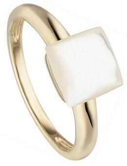 JOBO Fingerring Ring mit Perlmutt-Einlage, 925 Silber vergoldet
