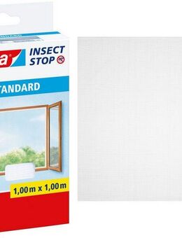tesa Insektenschutz-Fensterrahmen Insect Stop Standard Fliegengitter für Fenster - 1.0 m : 1.0 m, (Packung, 1-St., Fliegennetz, Klettband), Insektenschutzgitter -Fliegenetz ohne Bohren-zuschneidbar