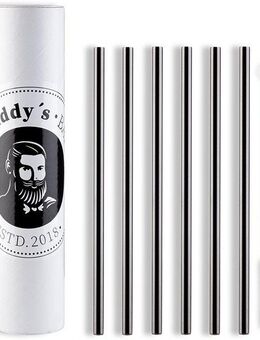 Buddy's Trinkhalme Buddy´s Bar, (Set), wiederverwendbar, 6 Strohhalme + Reinigungsbürste, Gunmetal-Look