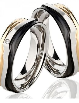 Edelstahlringe Tricolor MOR11 mit Diamant - Aholming