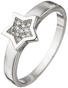 JOBO Silberring Stern, 925 Silber mit 11 Zirkonia
