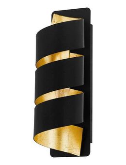 EGLO Wandleuchte ELIZONDO Wandlampe, schwarz-gold, Metall, exkl. Leuchtmittel E14, ohne Leuchtmittel, Flurlampe, Wohnzimmerlampe, Industrial, spiralförmig, 8x27x11,5cm