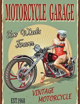 Tolles Blechschild Motorcycle Garage Pin Up Girl Vintage Motorrad Biker 20x30 cm - Berlin