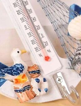 Holz Anker Fischer Thermometer Möwe blau weiß Dekoration mit Anhänger Geschenk  9,90 €* - Villingen-Schwenningen
