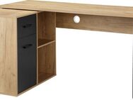 Places of Style Eckschreibtisch Moid, Computertisch, Kabeldurchlass, mit Regalfächern, Schublade und Tür, flexibles Regalelement, 140x82-115 cm