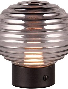 Reality Leuchten LED Tischleuchte EARL, USB-Ladefunktion, mehrere Helligkeitsstufen, LED fest integriert, Warmweiß, kabellose Akku Tischlampe, Glasschirm, USB-C Ladekabel, Touchdimmer