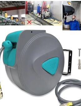 20m Druckluftschlauchspule mit 1/4" Anschluss – Automatische Rückwicklung, Wandhalterung für Schlauchaufbewahrung - Wuppertal