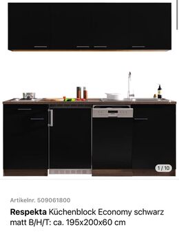 RESPEKTA Küchenblock Economy Schwarz matt - Essen