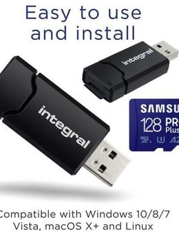 Speicherkartenleser integral MicroSD Laufwerk, USB 3.0 Typ A, Samsung PROPlus MicroSDXC 128GB mit einer Datenübertragung von bis zu 160MB/s, inklusive SD Adapter - Fürth