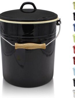 Krüger Mülleimer Emaille Mülleimer mit Deckel Serie Rio, schnitt- / kratzfeste Oberfläche, bakterienabweisend, extrem langlebig